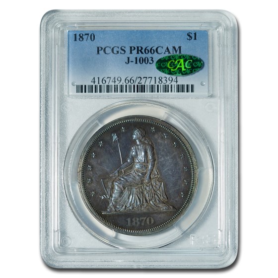 1870 Pattern Dollar PR-66 Cameo PCGS CAC (J-1003) 1870 Pattern Dollar PR-66 Cameo PCGS CAC (J-1003)